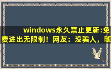 windows永久禁止更新:免费进出无限制！网友：没骗人，随便进,跳过windows update
